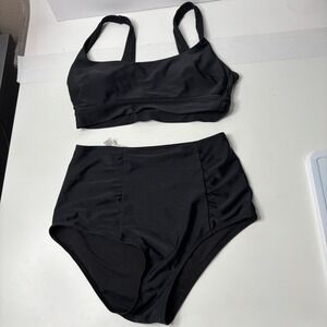 Aerie Black Bikini High Waist Swimsuit Set S/M‎